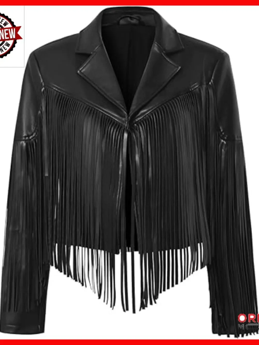 Faux Leather Fringe Jacket Crop Moto Top Western Cowgirl Concert Outfit - Picture 1 of 7